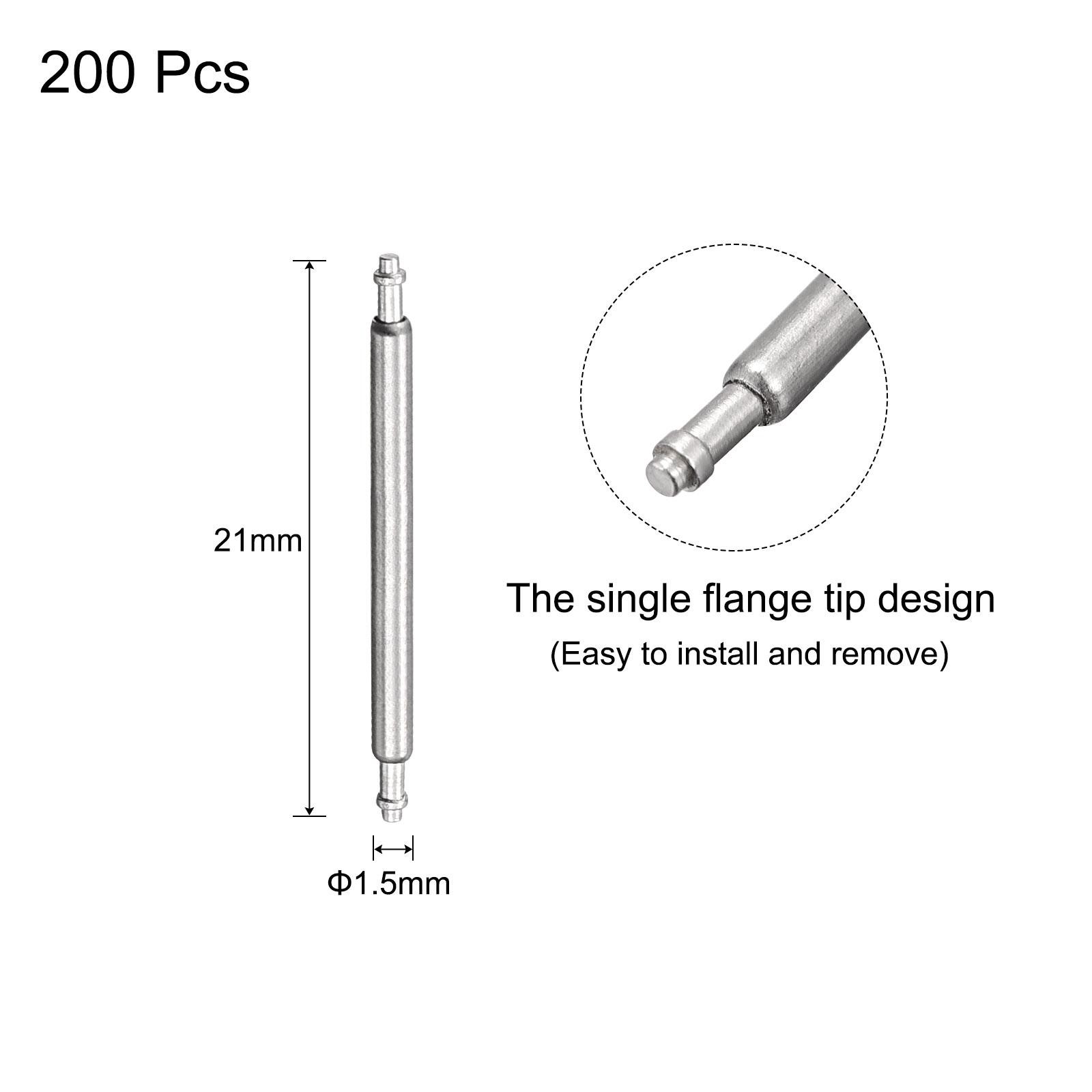 19mm Watch Band Pin 1.5mm Dia Steel Single Flanged End Spring Bar Pins 200pcs