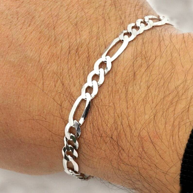 5.5MM Solid 925 Sterling Silver Figaro Bracelet Chain For Men & Women