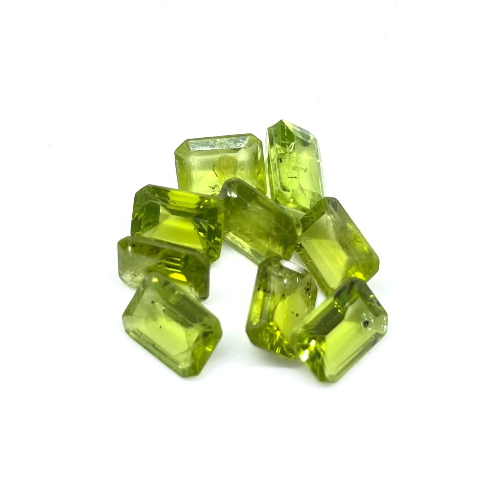 9 Pcs Natural Peridot 8x6mm Emerald Cut Green Loose Untreated Gemstones