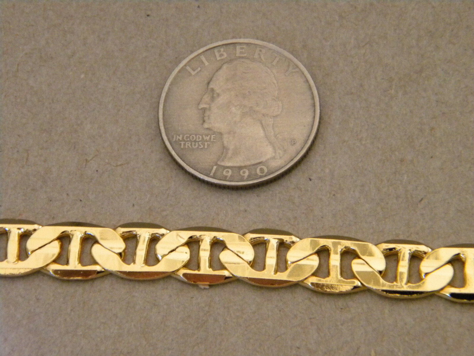 Men’s Lady’s 8in inch Long Mariner Link Yellow Gold Plated Bracelet 10mm Wide