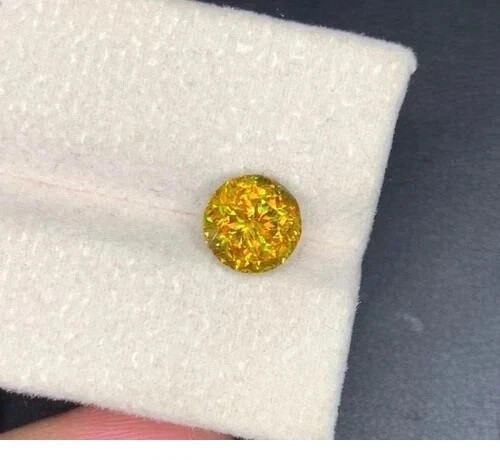 9.25 Ct+ Natural Full Fire Sphene Titanite Round Cut Certified Loose Gemstone