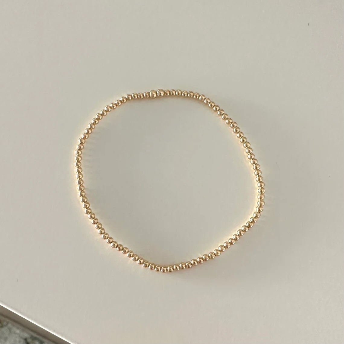 Gold Filled 2mm Round Beads Beaded Bracelet Layering Minimalist Women Bracelet