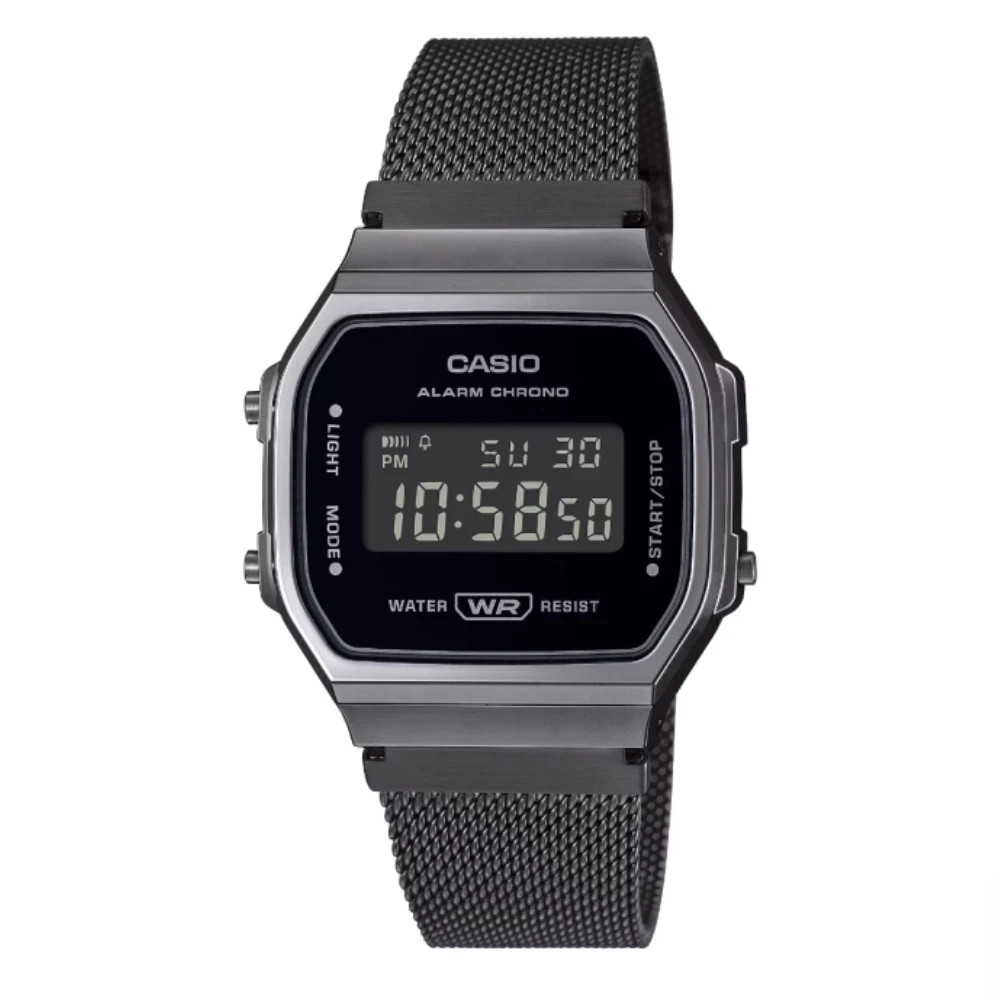 Casio A168WEMB-1B Vintage Black Digital Mesh Bracelet Men’s Watch New