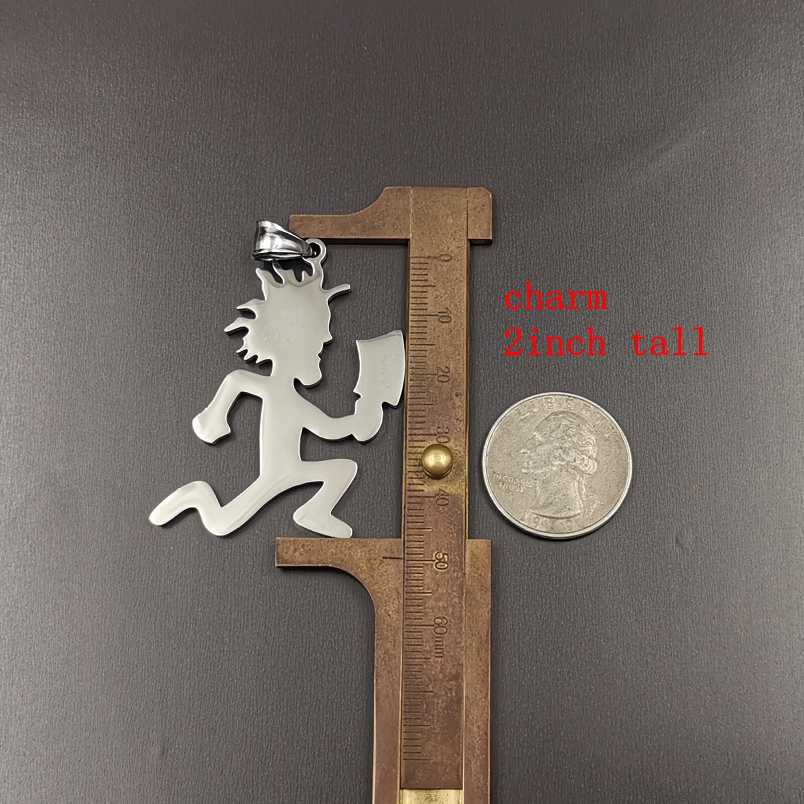 Mens Hatchetman Charm Juggalo Pendant Necklace Stainless steel NK Chain 24”