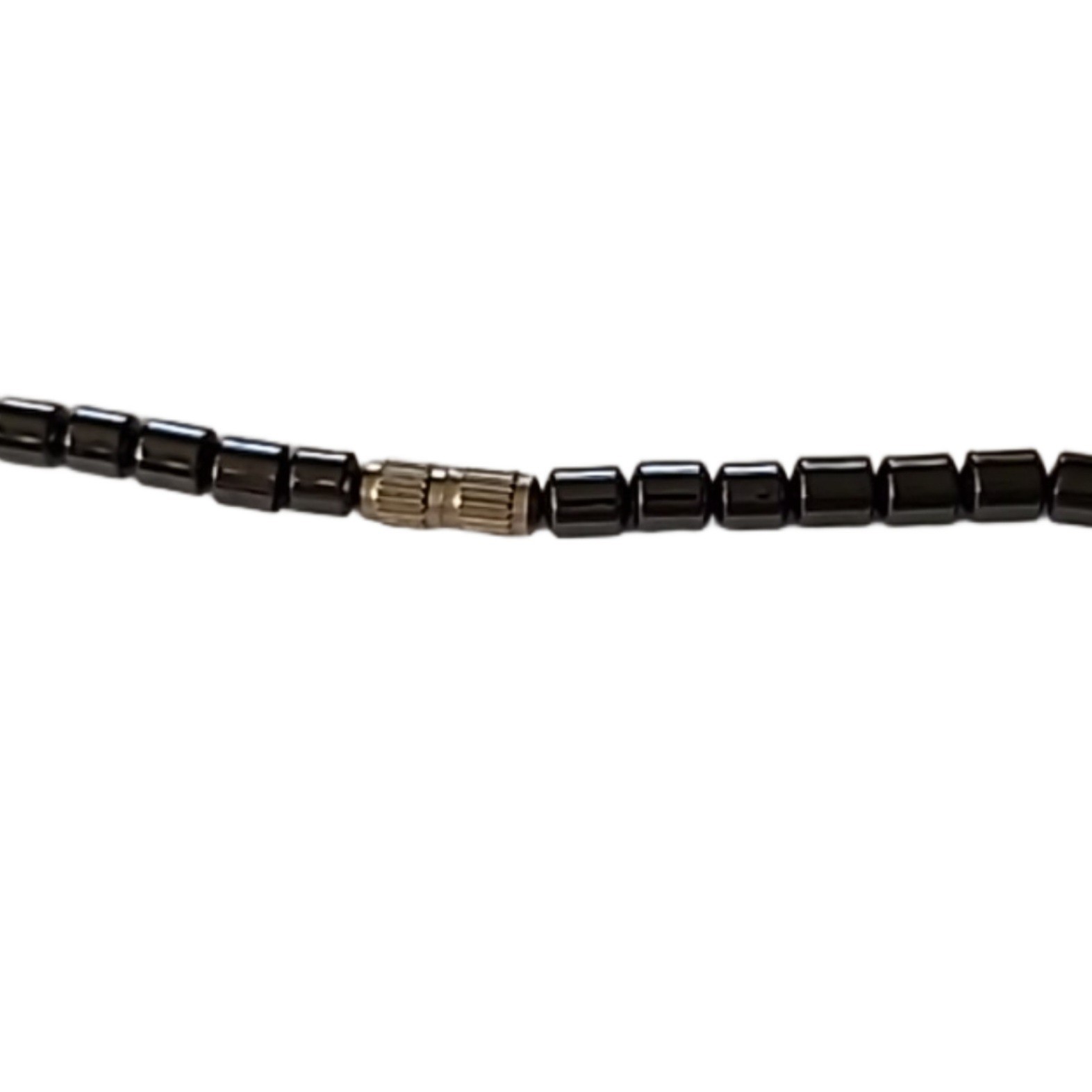 Handmade Hematite and Green Glass Pendant Heart Necklace Lenghth 18″