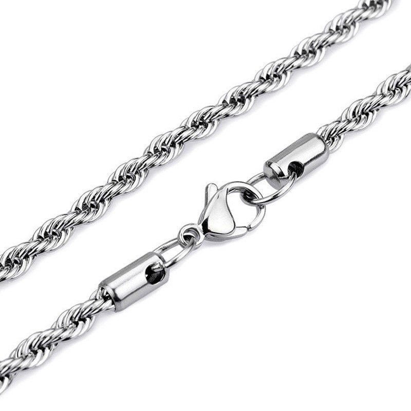 5pcs/lot 2.4/3/4mm Stainless Steel Twisted Rope Chain Necklace for Men Women