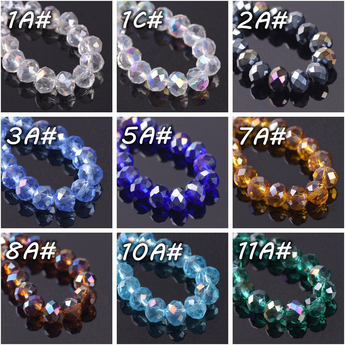 3mm 4mm 6mm 8mm 10mm 12mm Roundelle Faceted Plated Crystal Glass Loose Beads