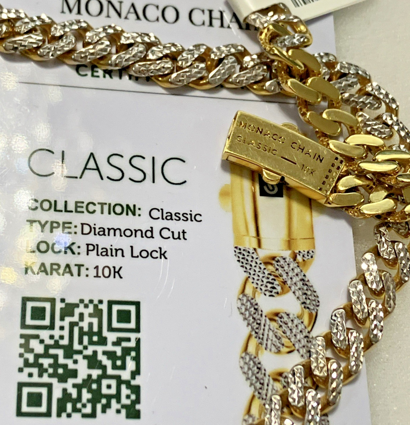 10kt Real Gold Cuban Chain 17.16Grams 7.5mm 20” Monaco Brand w/ Certificate Card