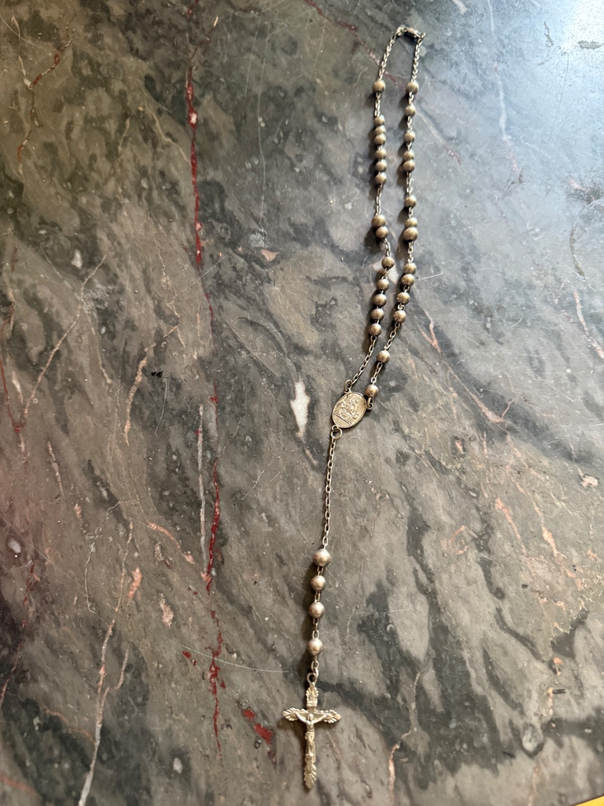 Vintage Dolce & Gabbana .925 Sterling Silver Rosary Necklace Crucifix DG 2000s