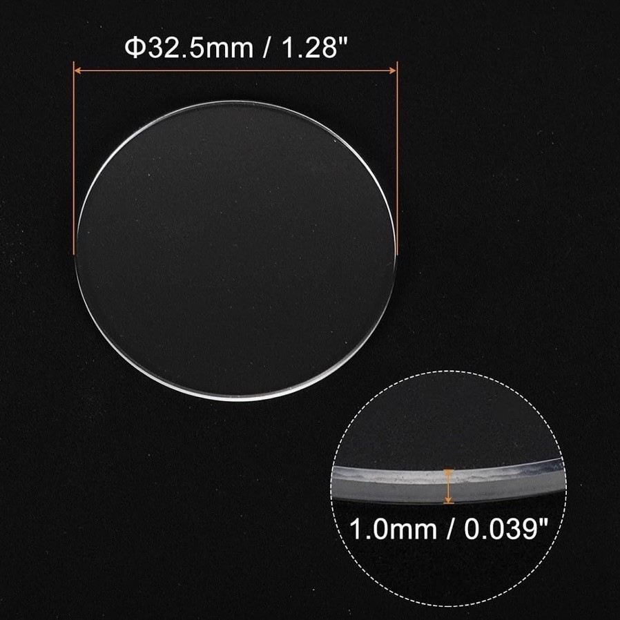 New 32.5 x 1 mm Watch Crystal – Flat Round Mineral Glass