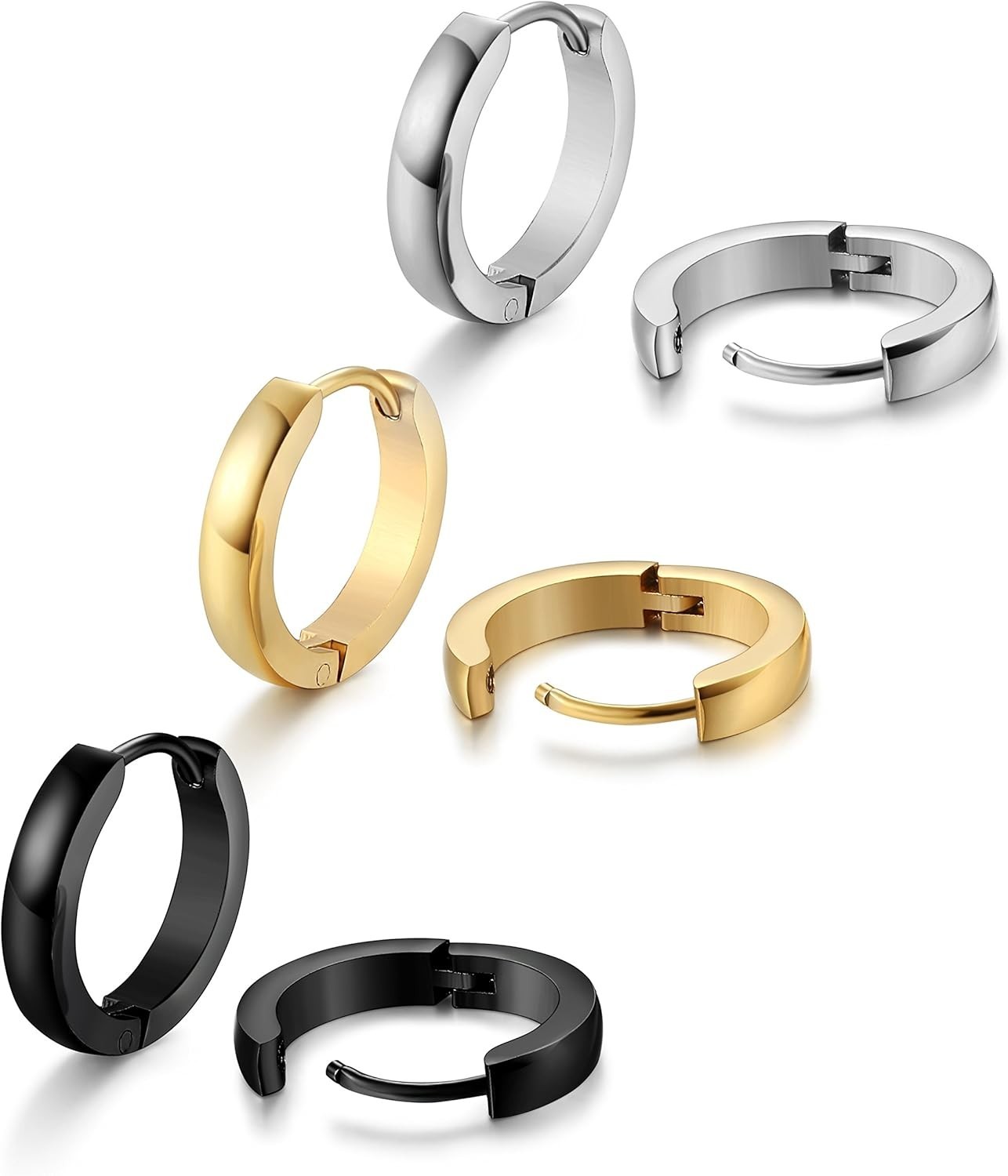 Hypoallergenic Small Hoop Earrings for Men Women 316L Surgical Stainless Stee…