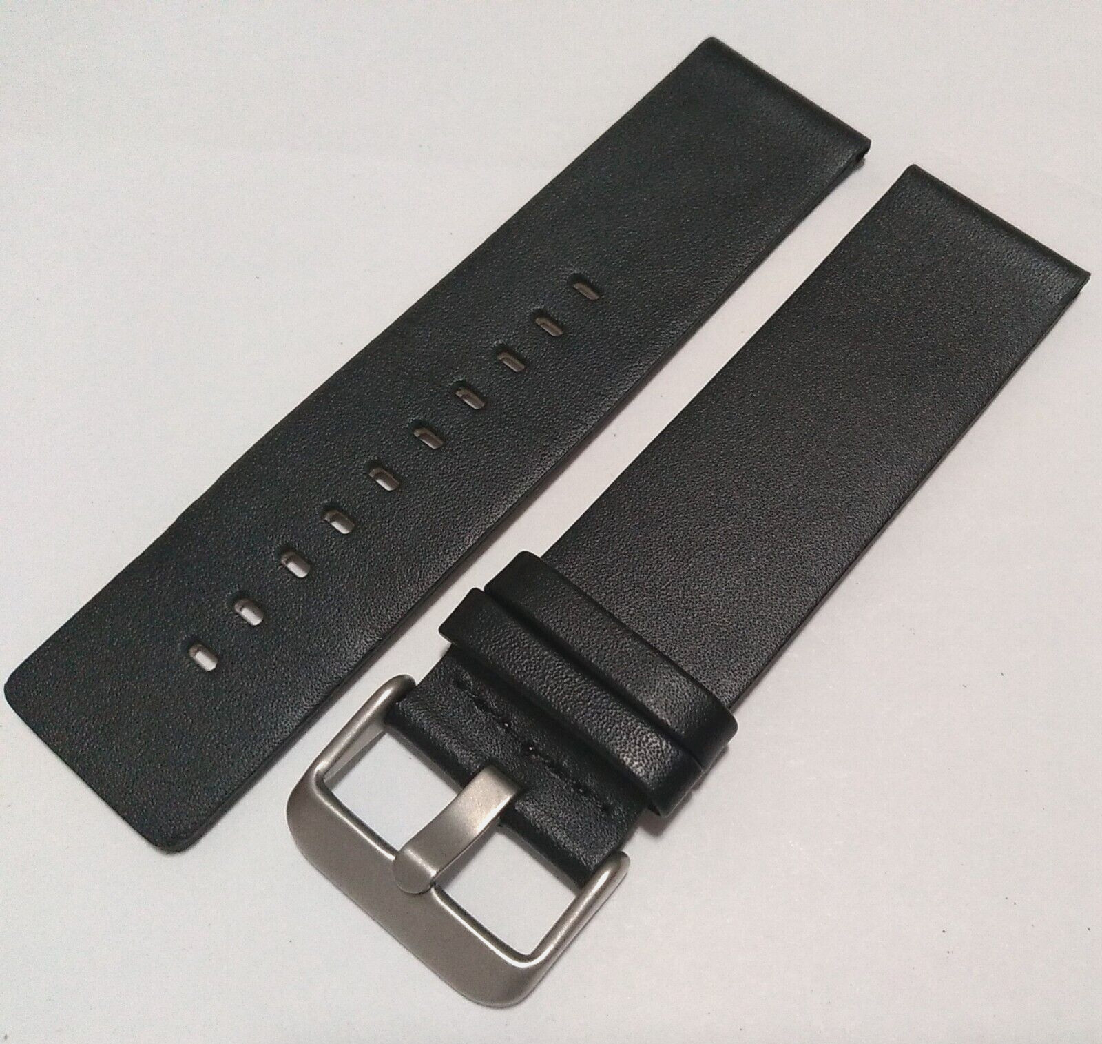 Genuine Leather Black 24mm Smartwatch Watch Band 7 7/8″ (201mm) Regular Length