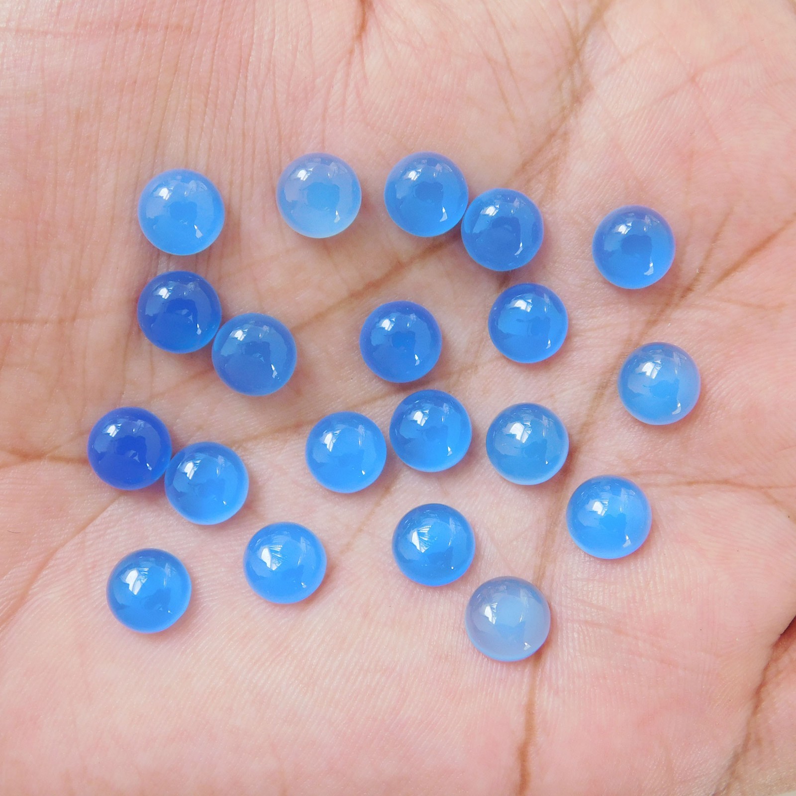 Blue Chalcedony Round 3×3 mm to 20×20 mm Cabochon Loose Gemstone Lot