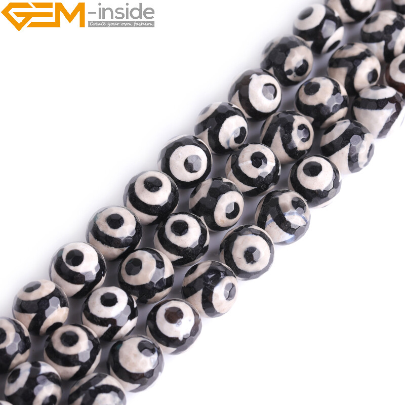 Natural Faceted Multi Color Strip Agate Loose Beads Jewelry Making 15” Strand