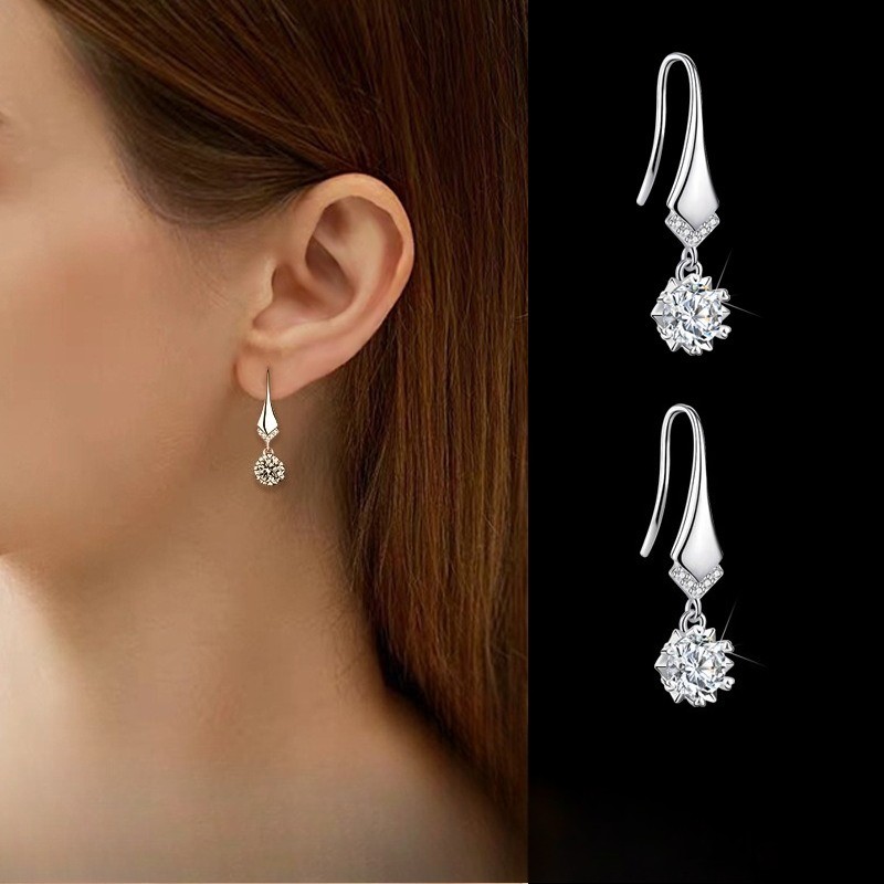 925 Silver Plated Women’s Elegant Zircon Pendant Earrings Fashion Jewelry Gift