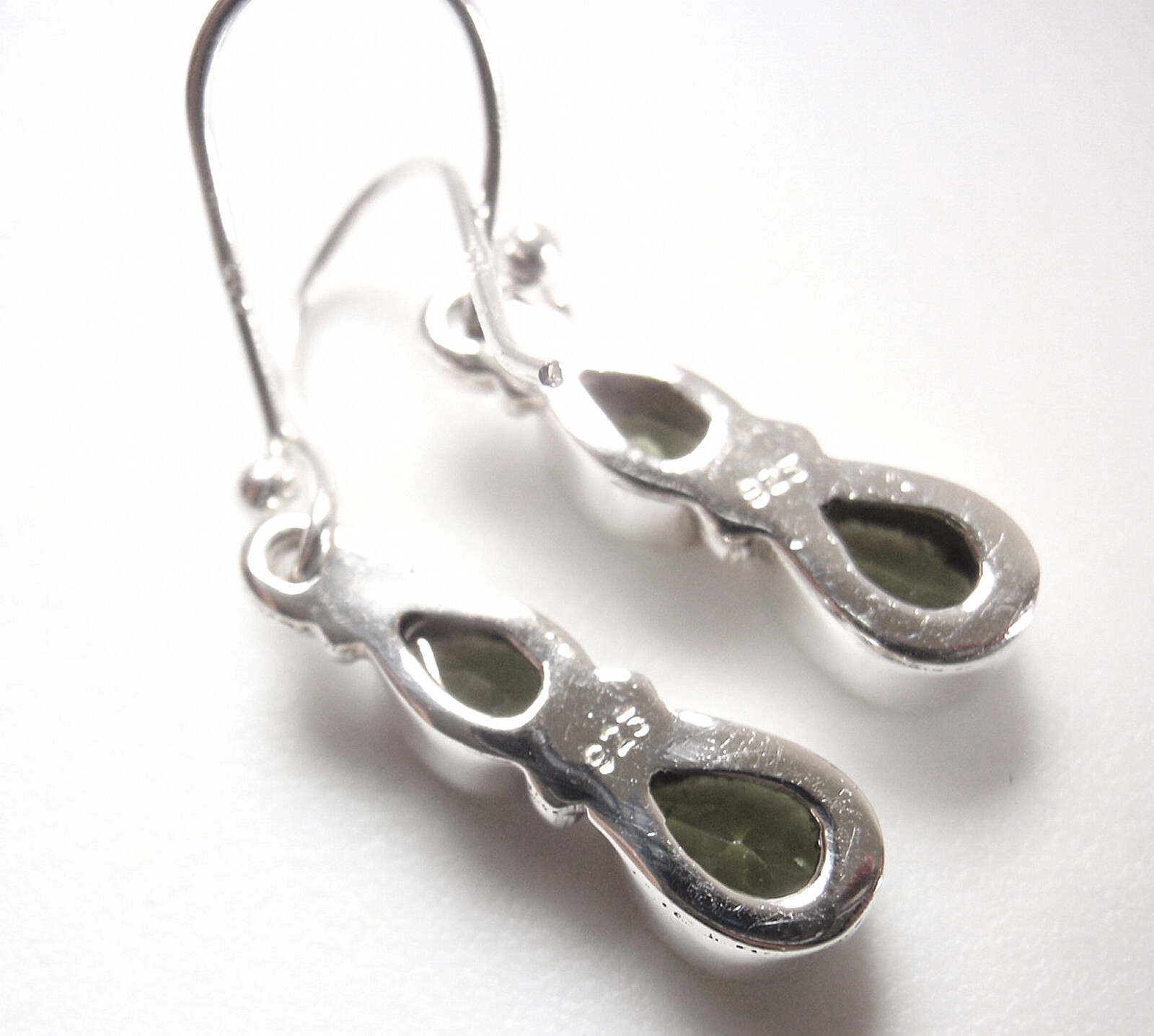 Faceted Peridot Double Gem 925 Sterling Silver Dangle Drop Earrings