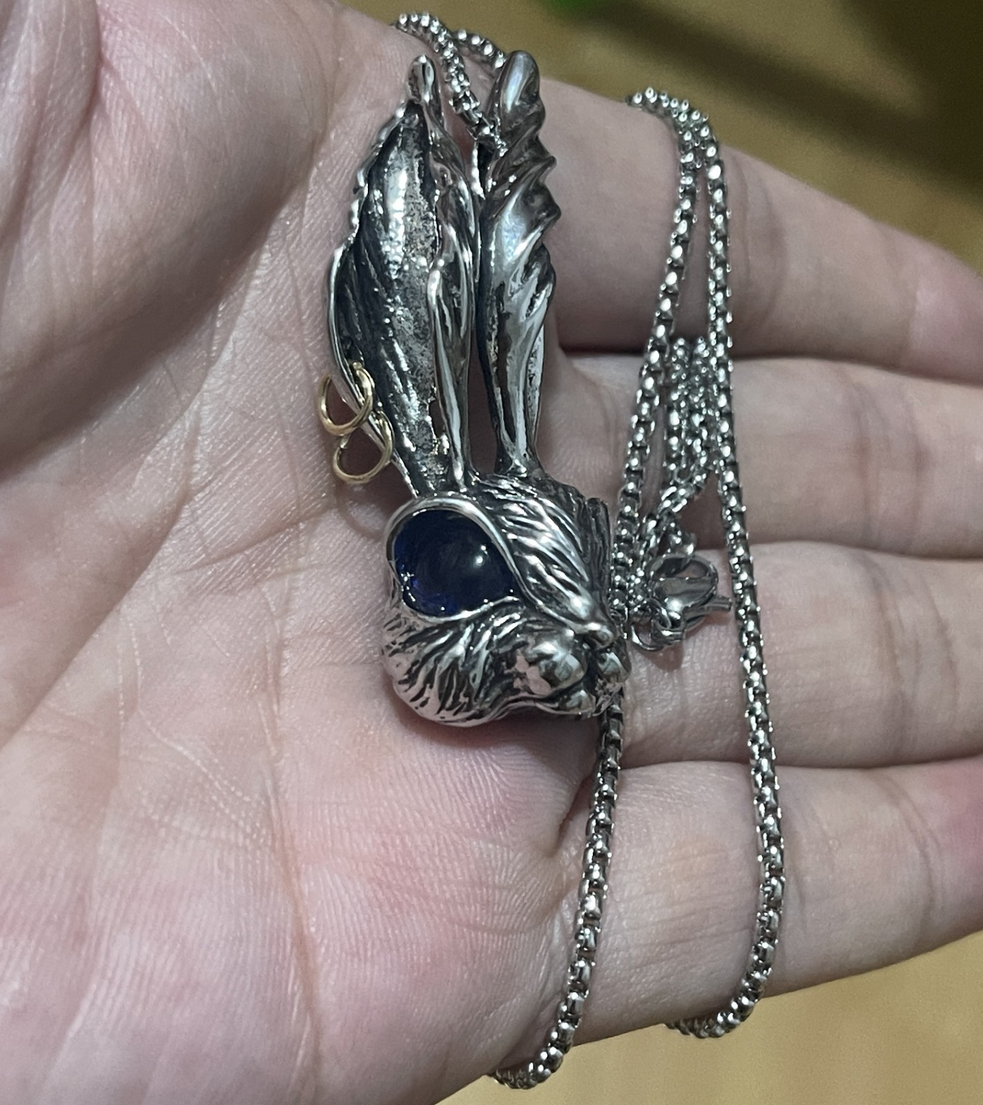 Gothic Punk Rock Wicca Witch Vintage Rabbit Necklace – Blue Eyes Gift