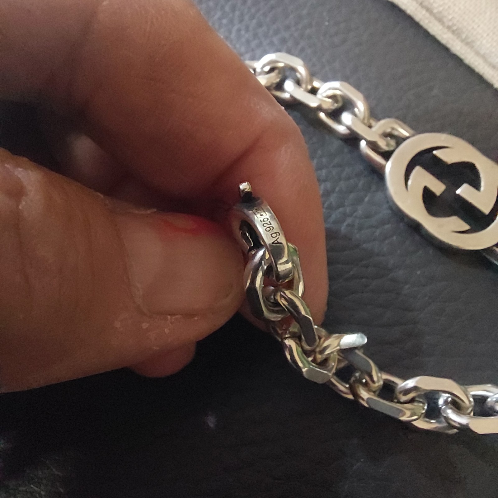 Gucci 925 Silver GG Chain 20 Bracelet 7.5″