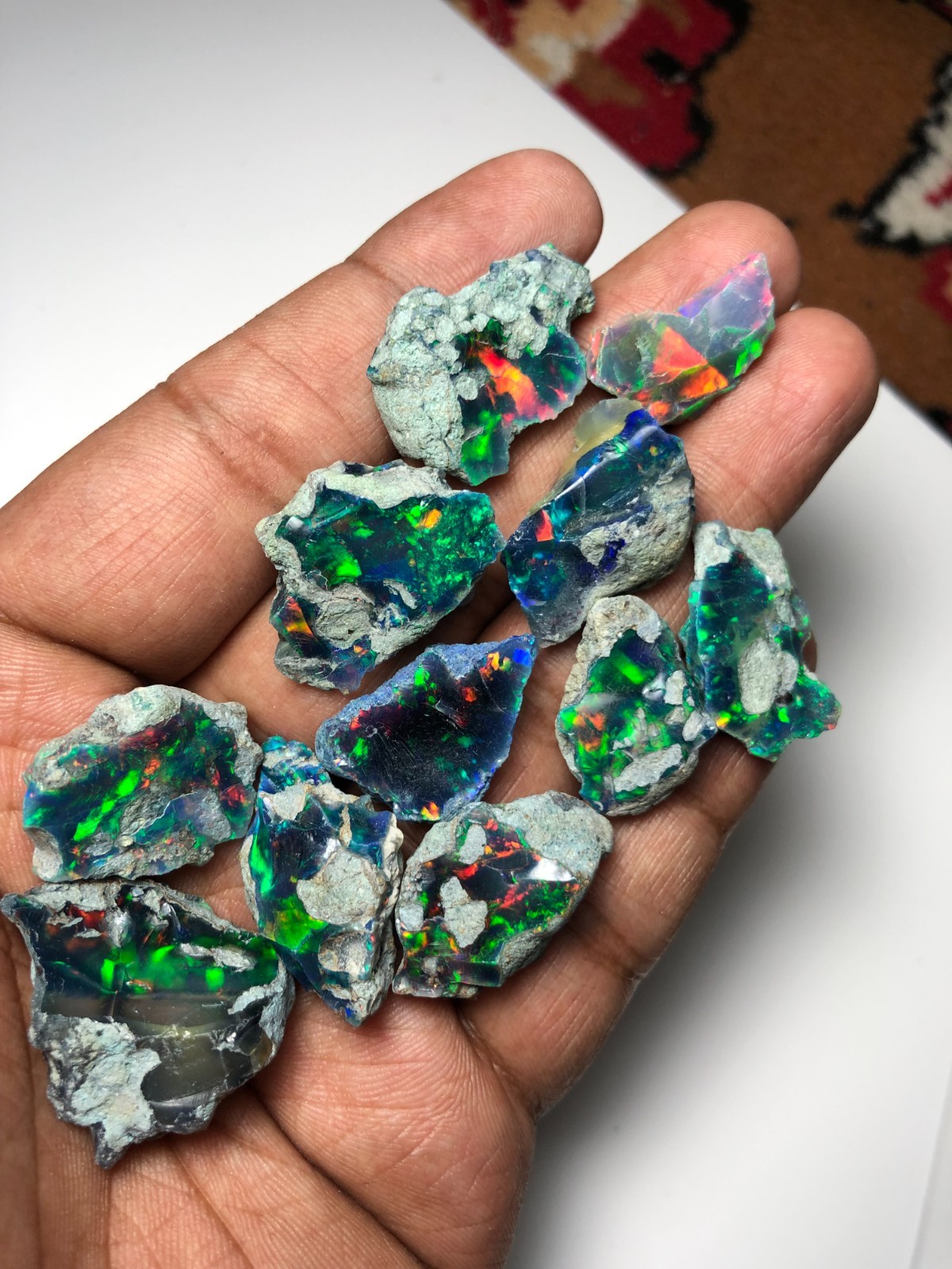 Large Premium Black Ethiopian Opal Rough Lot 10 Pc – Ready for Cutting & Jewelry
