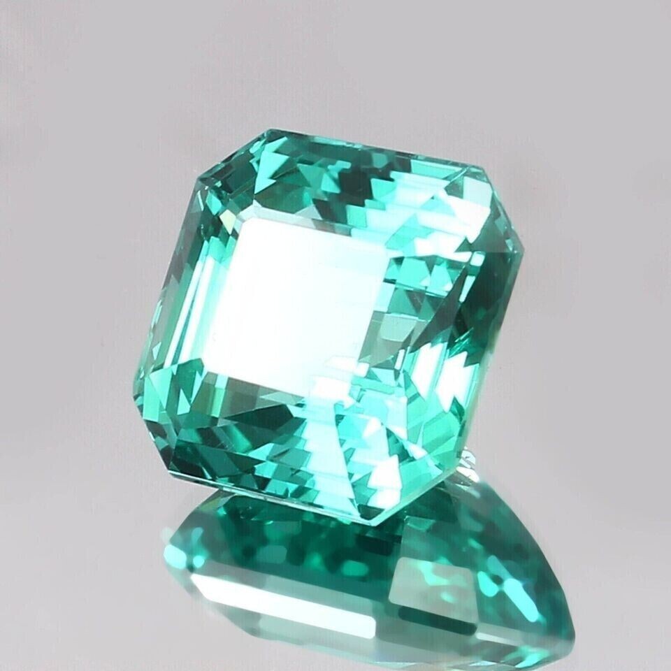 Natural Green Sapphire Flawless Asscher Cut 11.60 Ct Certified Loose Gemstone