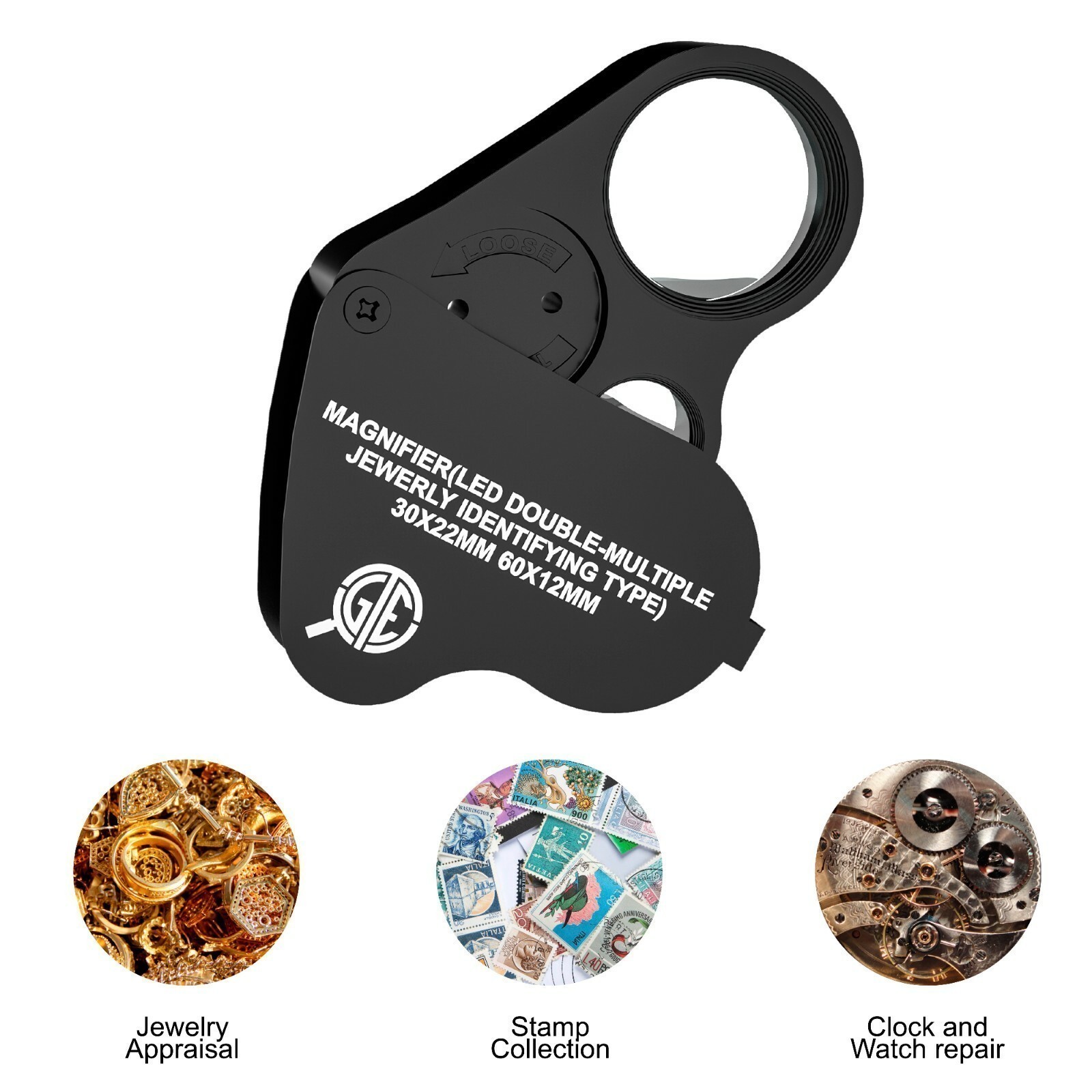 Foldable LED Magnifier 30X 60X Illuminated Jewel Loupe for Gold Identification