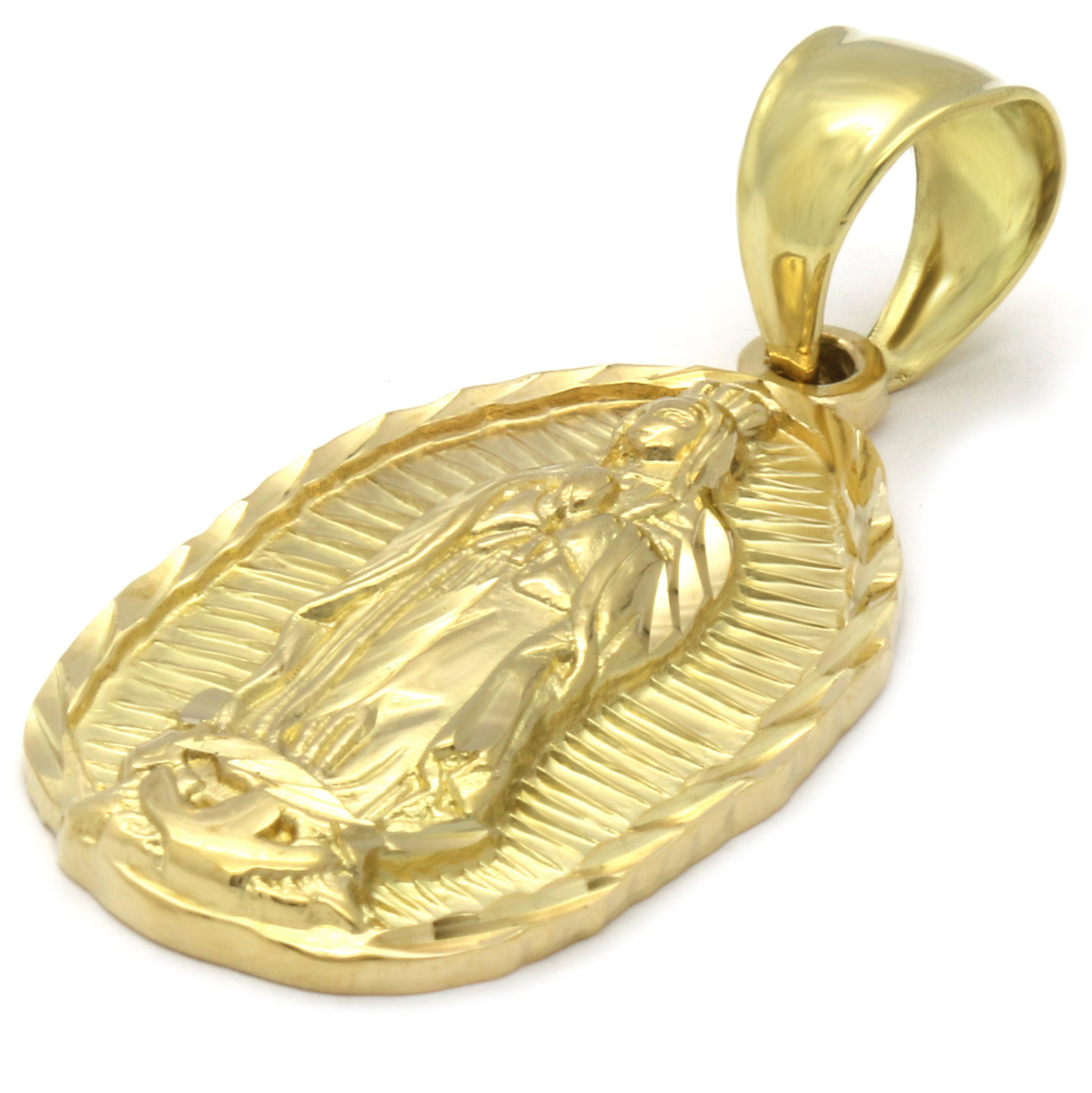 Mens 18k Gold Plated Guadalupe Hip-Hop Pendant 6mm Cuban Chain Necklace