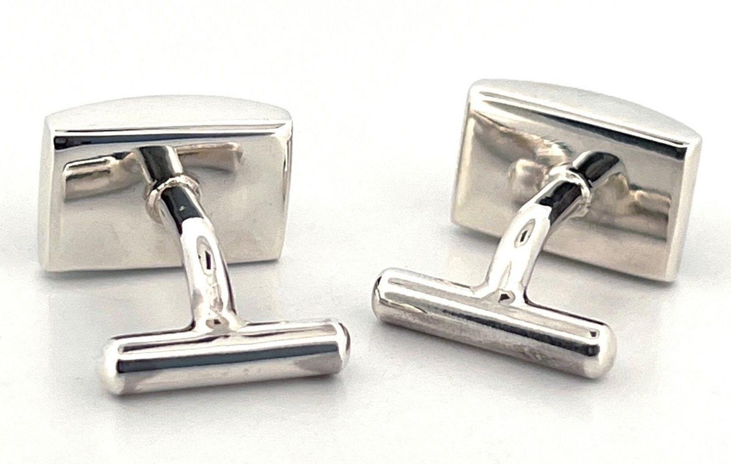 Rectangular Checkered Cufflinks Sterling Silver 925 Hallmarked By