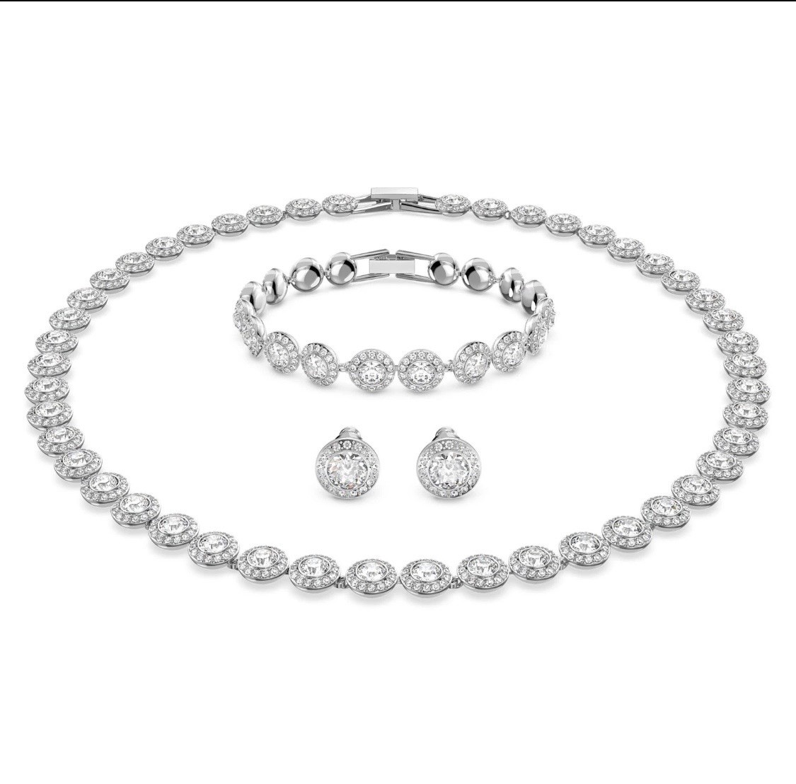 Swarovski Una Angelic Set, Necklace, Earrings & Bracelet, Round Cut 5367853