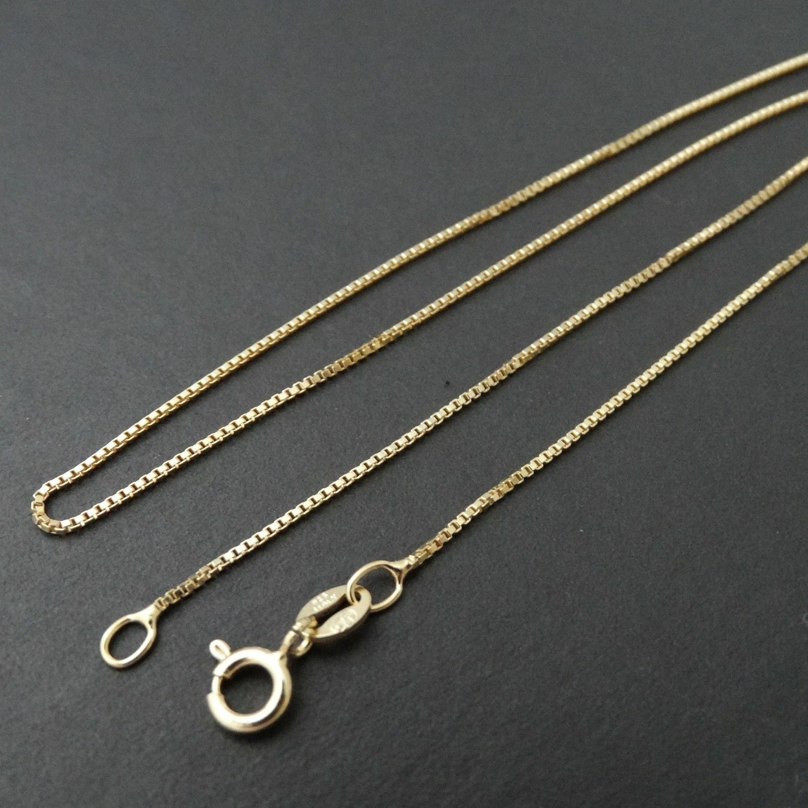 Yellow Gold Plated 925 Sterling Silver 1mm Box Chain Necklace Italian NEW