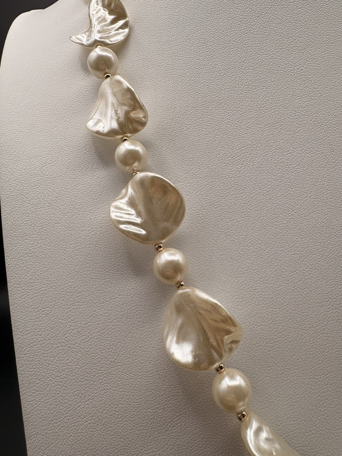 Necklace and Clip on Earrings Set with Faux Pearls Very Light Weight