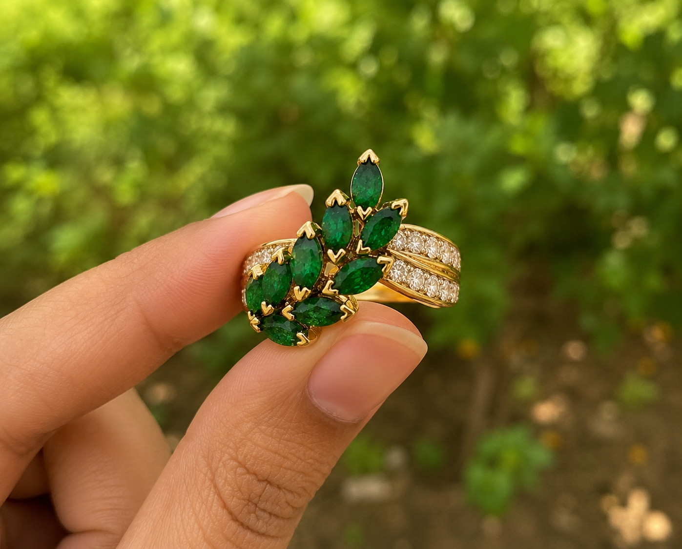 2Ct Marquise Lab Created Green Emerald Wedding Band Ring 14K Yellow Gold Plated