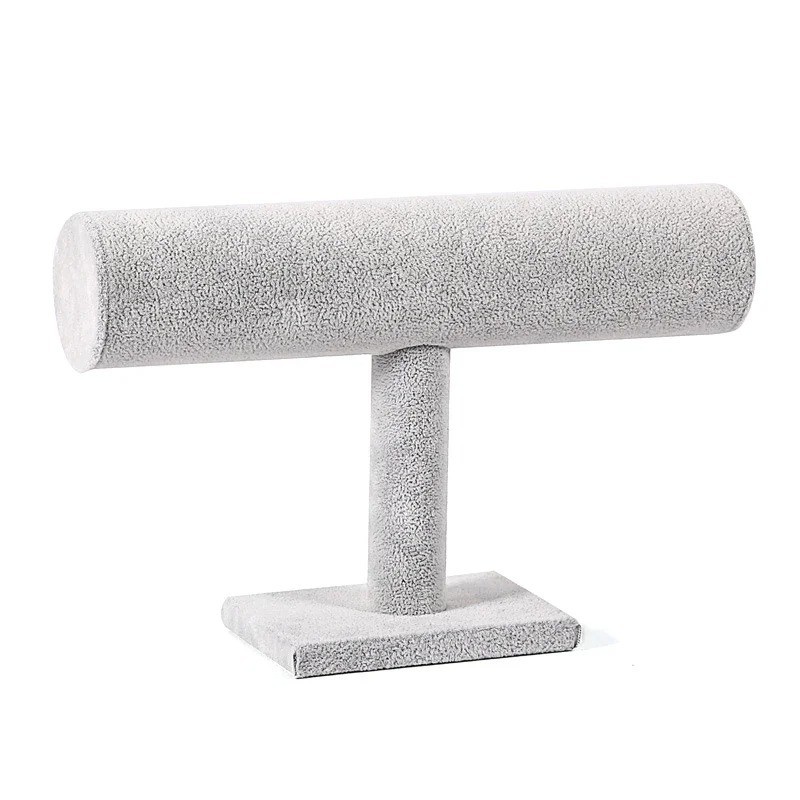 Velvet T-Bar Bracelet Display Stand Black Gray Jewelry Holder Watch Bangle Rack
