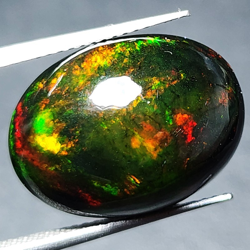 Natural Ethiopian Black Opal AAA+ Collector Welo Oval Cabochon Fire Play 7.05Ct