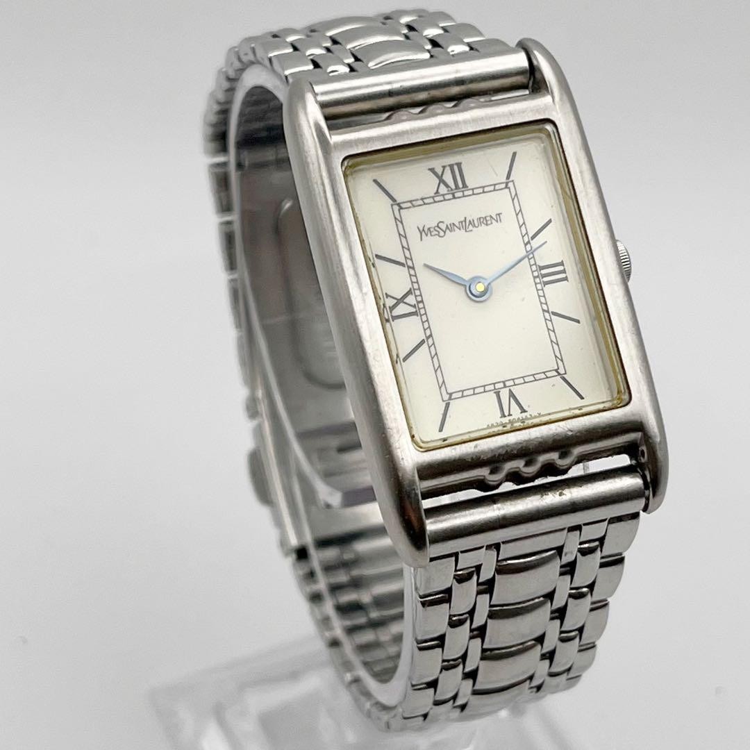 YSL Yves Saint Laurent Tank Quartz 4625-E68184 White Watch Japan 0712396