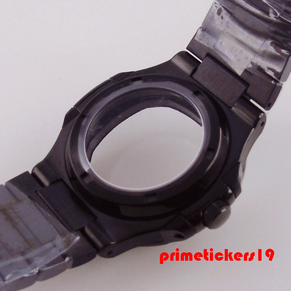 Black Pvd Square Watch Case Bracelet Dial Hands Set Sapphire Fit NH34 NH35 NH36