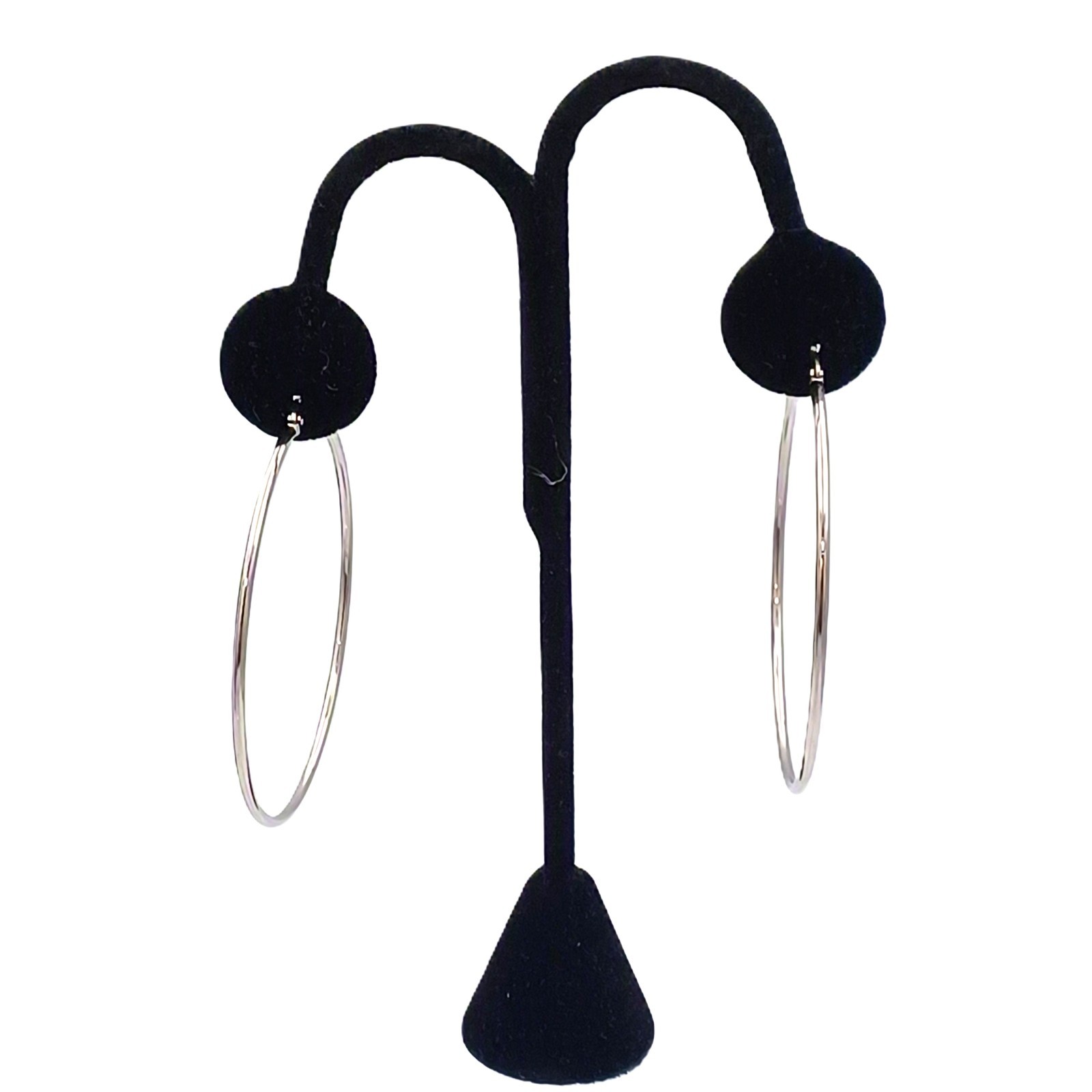 Stainless Steel Large Hoop Earrings Silver Tone 60mm Minimalist Round Circle Fas