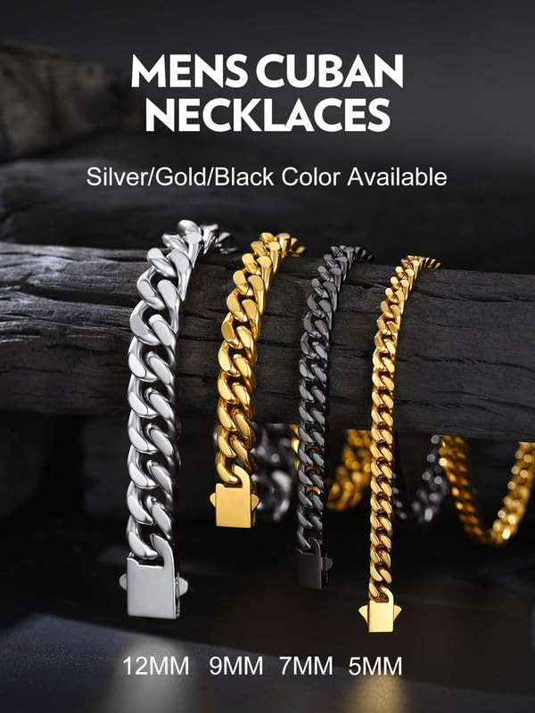 Men’s Premium Solid Stainless Steel Miami Cuban Link Chain Necklace