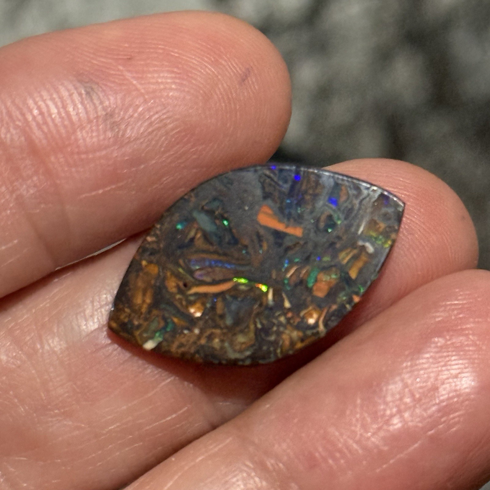8.05ct 24×14.6×2.7mm Finely Polished Australian Koroit Boulder Opal Cabochon