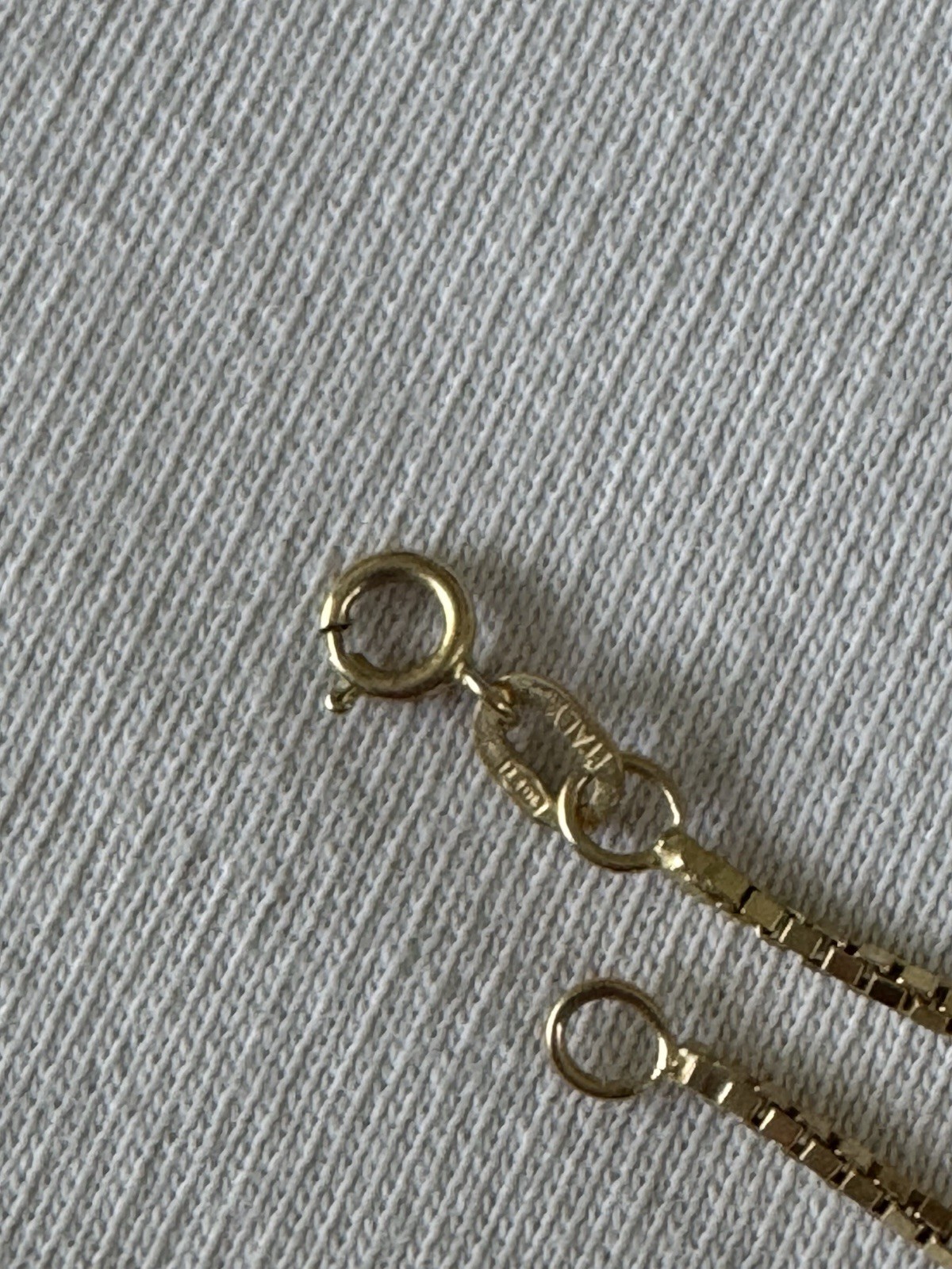 10K Yellow Gold Box Chain Necklace, Lobster Clasp, Italy Sourced, Signed