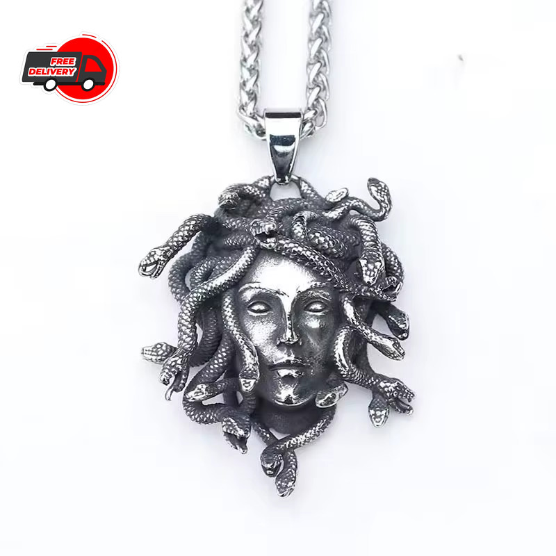 Medusa Pendant Necklace Vintage Snake Animal Accessories