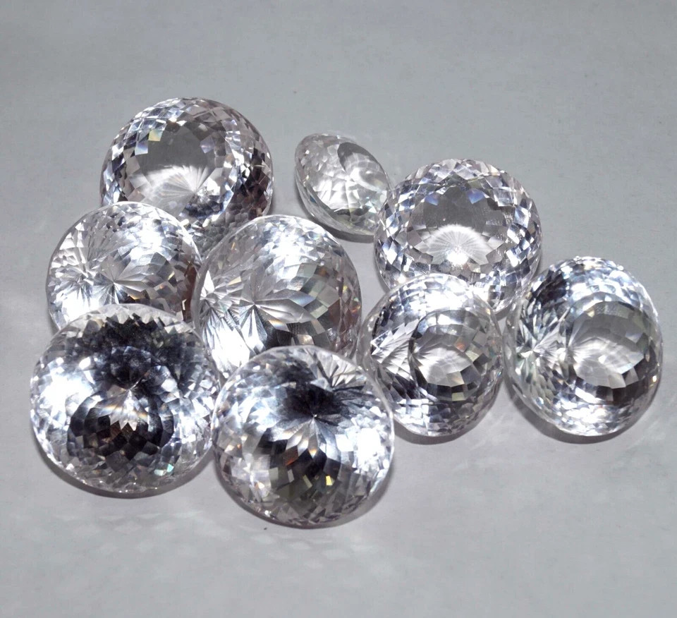 250ct Natural White Sapphire 20-30pcs Round Size AGL Certified Gem Set