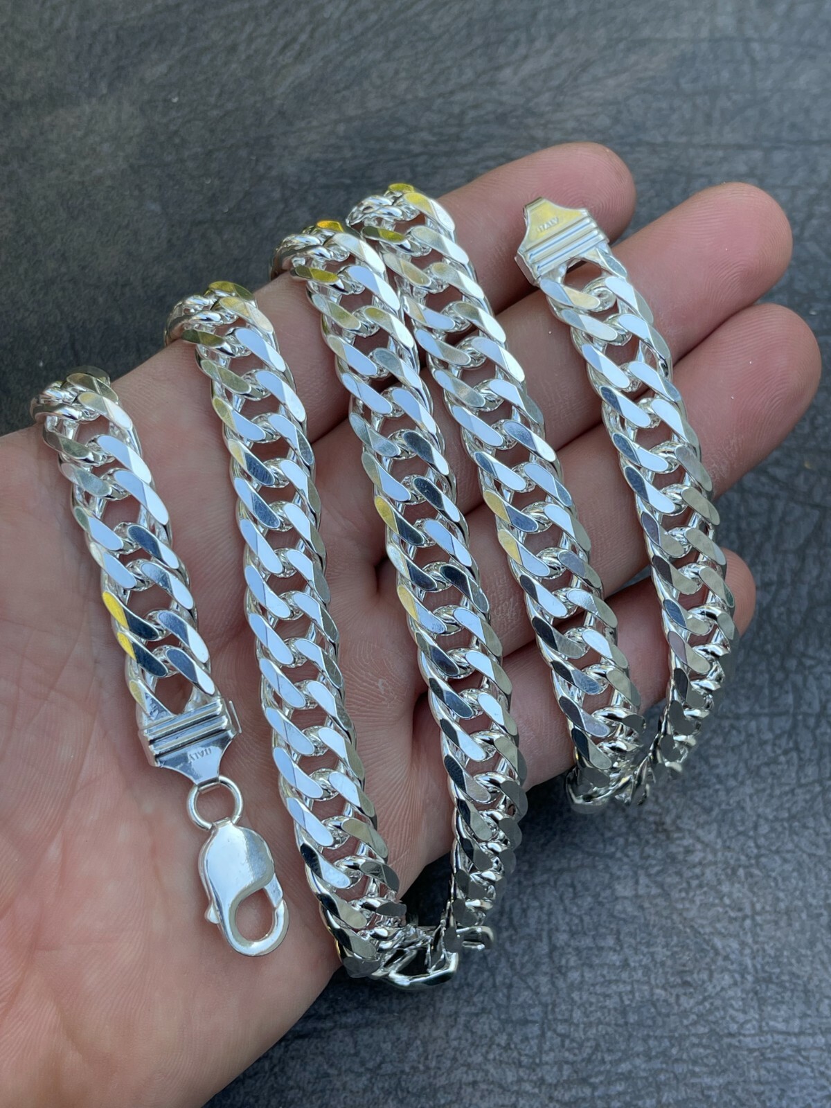 Solid 925 Sterling Silver Double Curb Cuban Chain Necklace / Bracelet TIGHT LINK