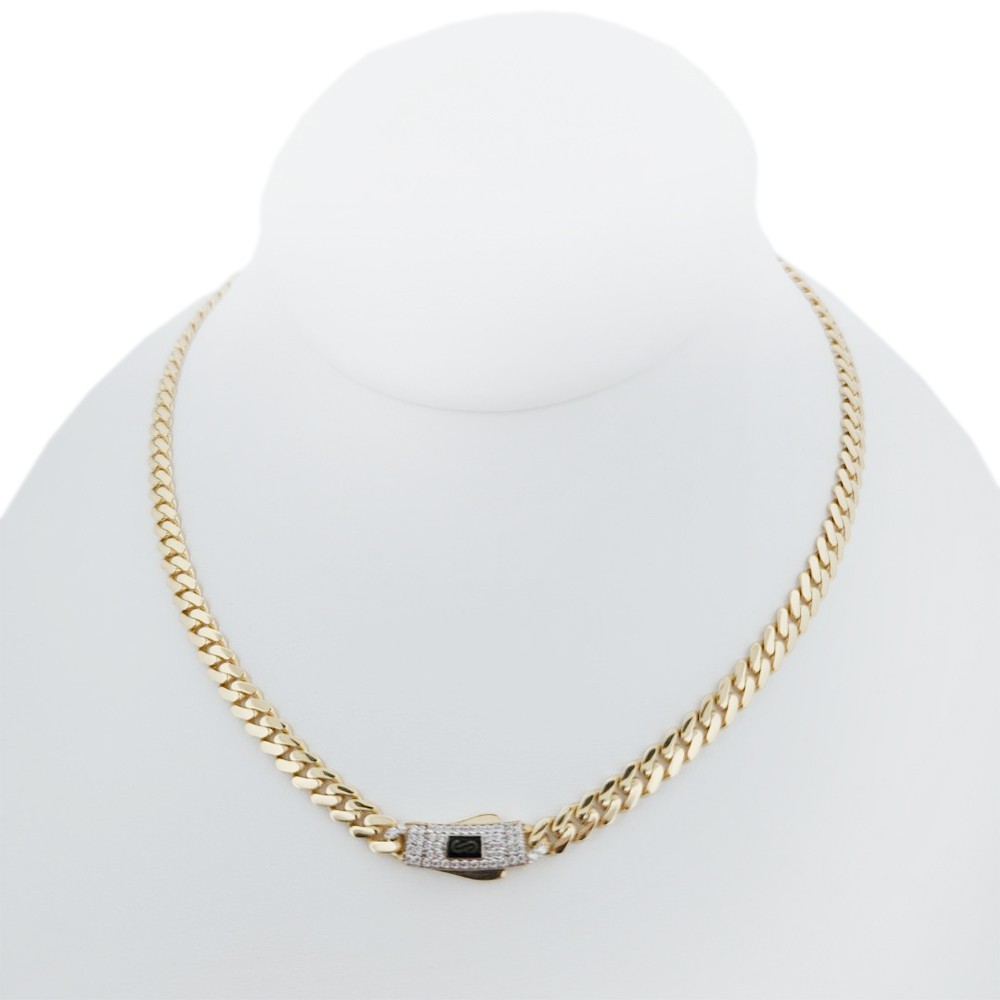 10K Gold Monaco Original Classic Link Stone Lock Chain 5mm 16” 11.18g