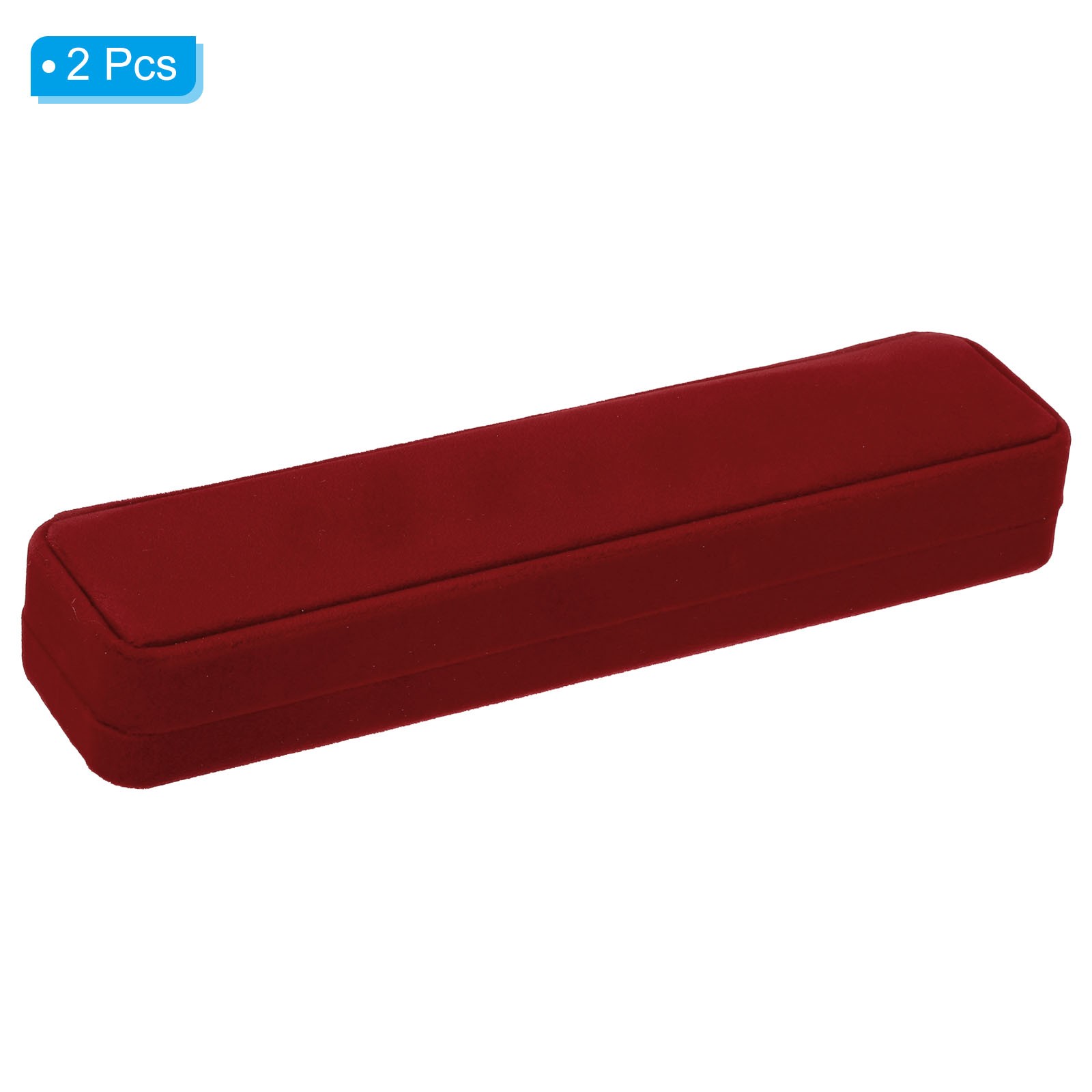 2pcs Velvet Necklace Box Single Slot Long Chain Jewelry Holder Style 2 Red