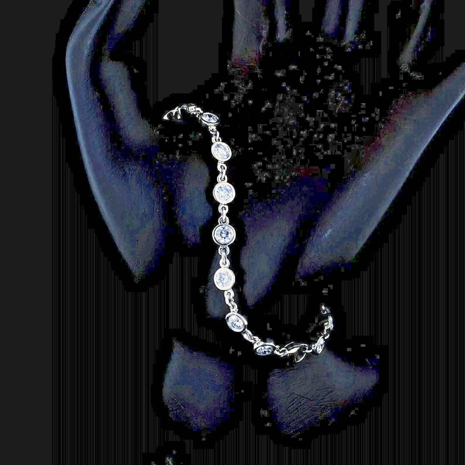 14k White Gold Plated 7Ct Lab-Created Diamond Round Cut Bezel Tennis Bracelet