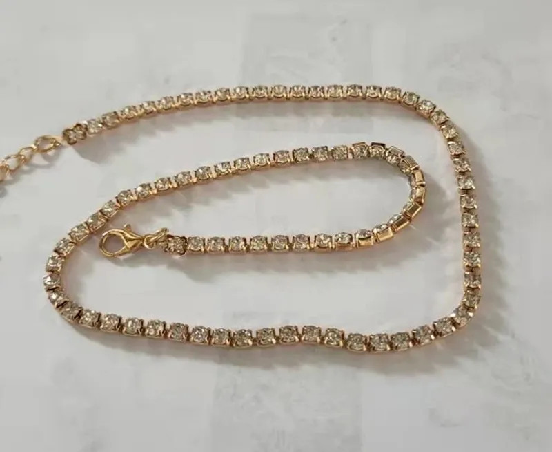 Sexy Full rhinestone Choker Chain Necklace For Women Luxury Cubic Zircon Crystal