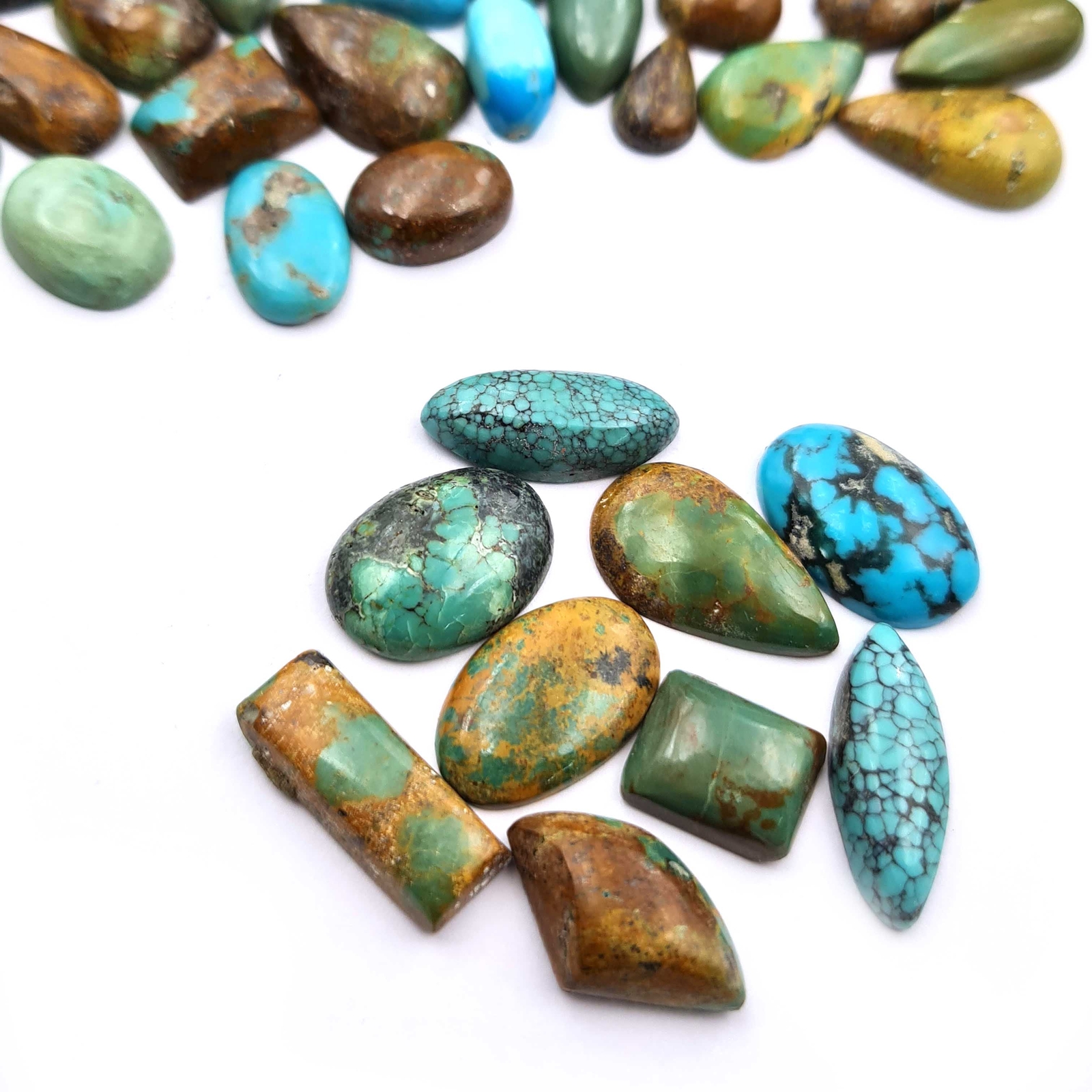 Natural Turquoise Cabochon Mix Shape Loose Gemstone 27 Pcs 7×10-10×19 MM 100 CT