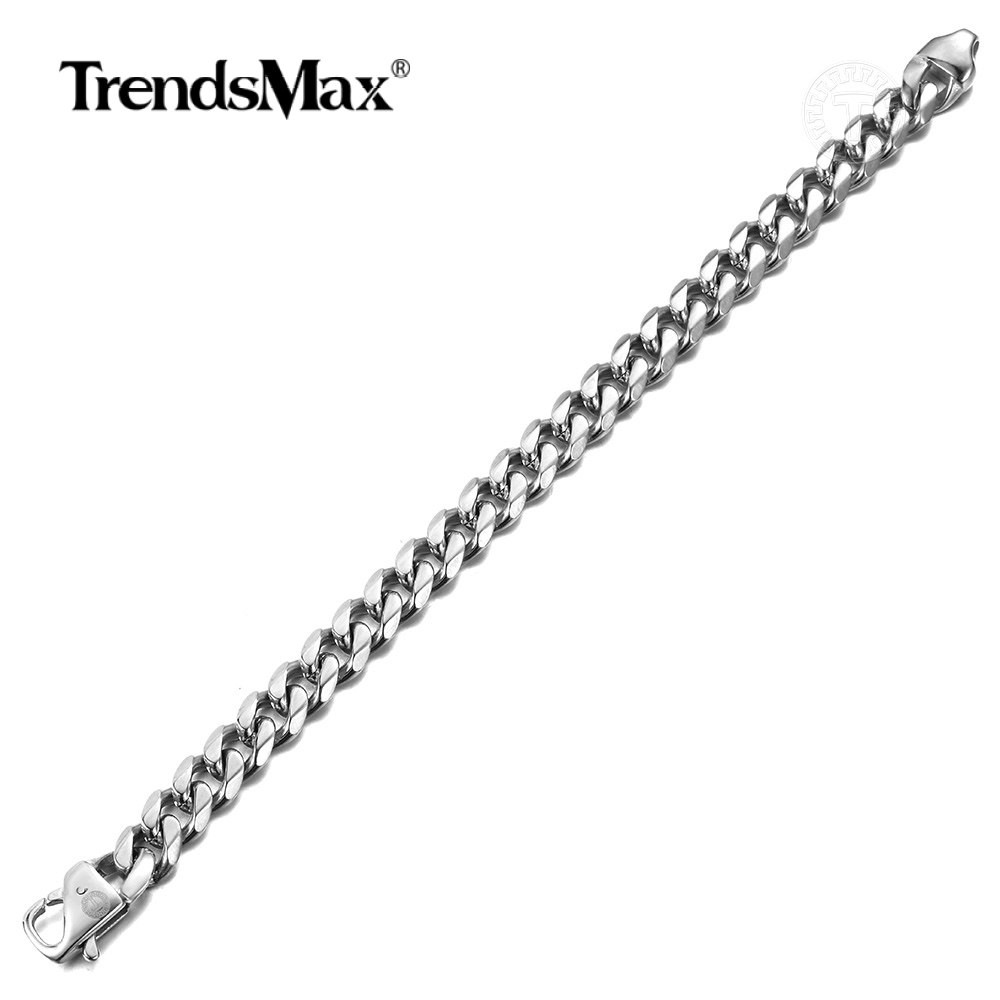 11mm wide 316L Stainless Stee lCuban Curb Chain Bracelet Jewelry for Unisex Men