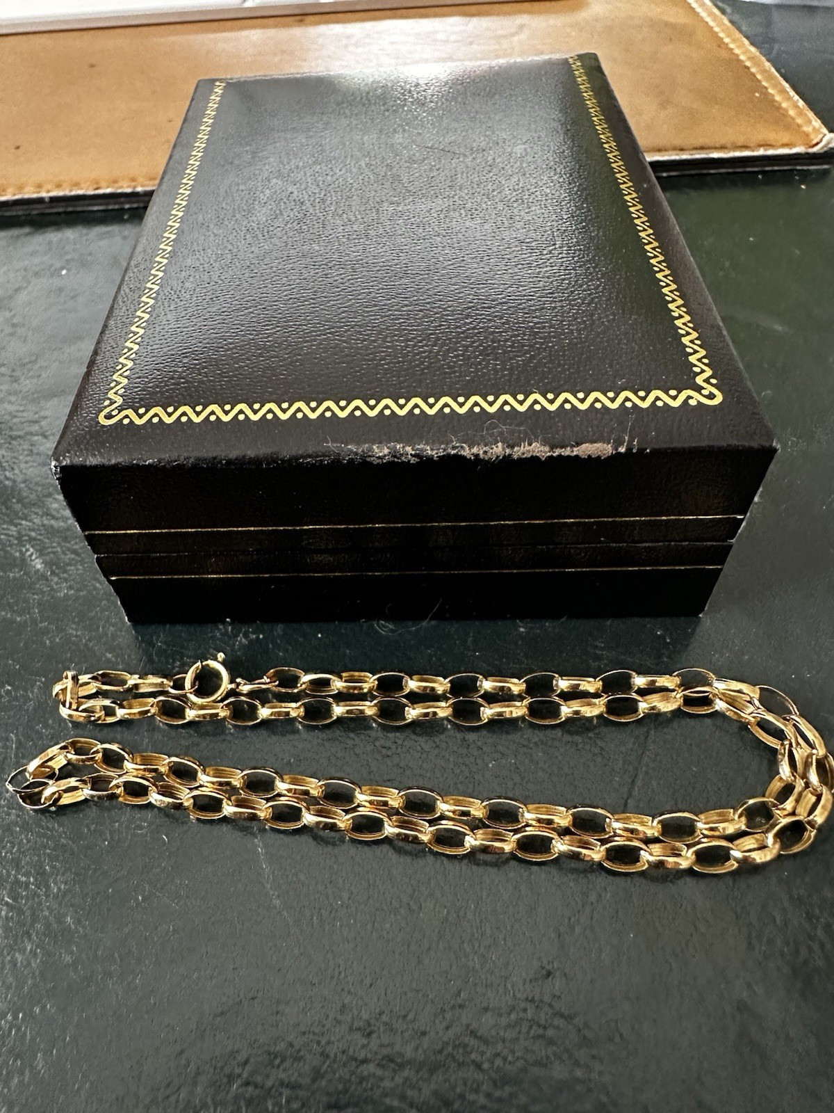 Vintage 9K Gold Belcher Choker Chain Necklace 3.65g B’ham Hallmark Unisex, Boxed