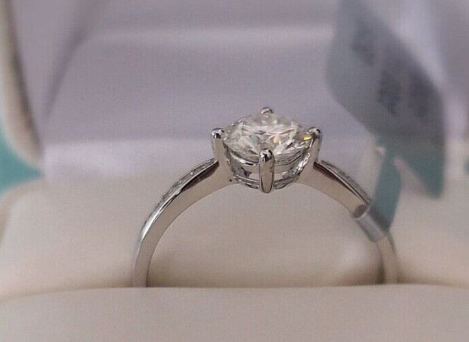 3.5Ct Round Simulated Diamond SolitaryEngagement Band Ring14k Gold Plated Silver